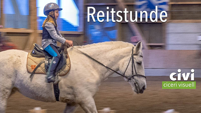 Evelyne besucht eine Reitstunde.