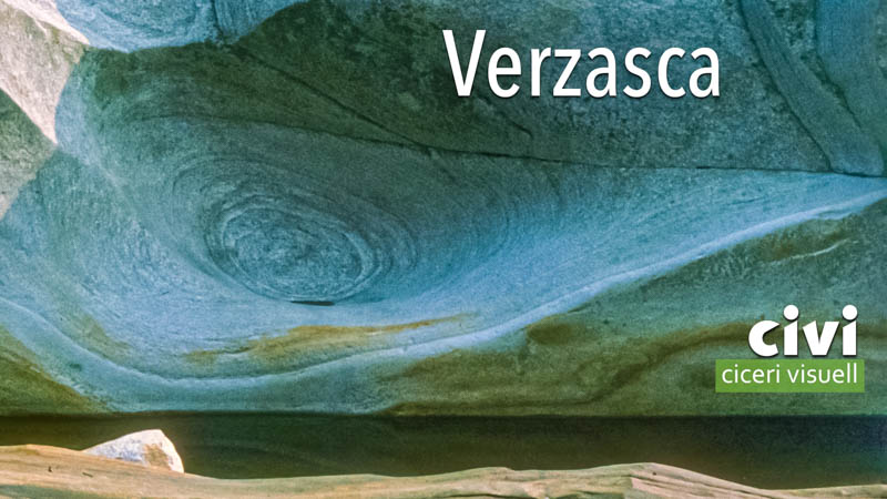 Der Fluss Verzasca bildet bei der Ortschaft Verzasca sehr schöne Gesteinsformationen.