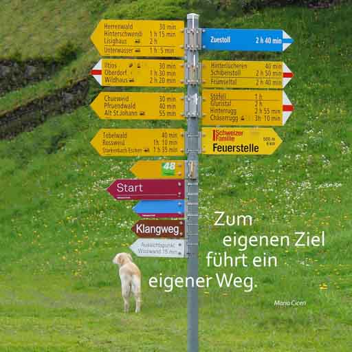 Zum eigenen Ziel führt ein eigener Weg. Fotoworte